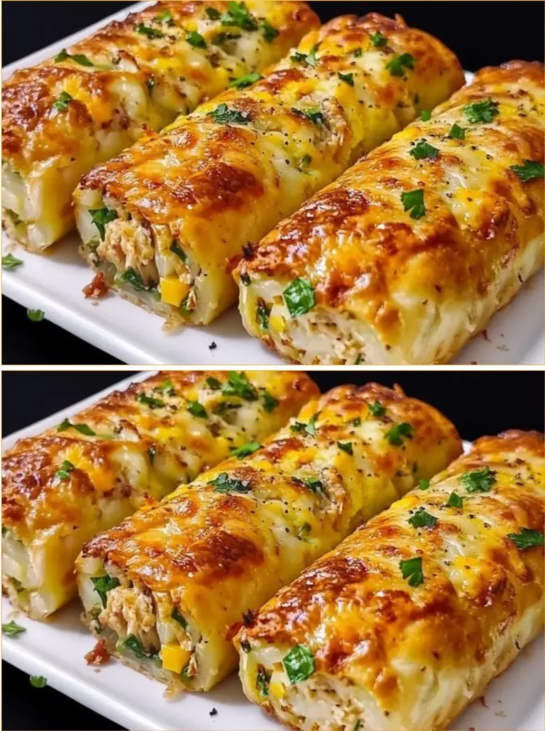 Zemiakové palacinky s plnkou a omáčkou na tanieri