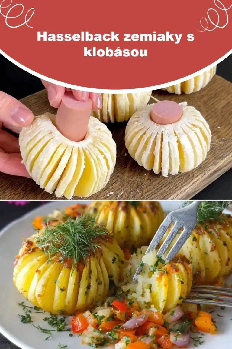 Hasselback zemiaky s klobásou na tanieri