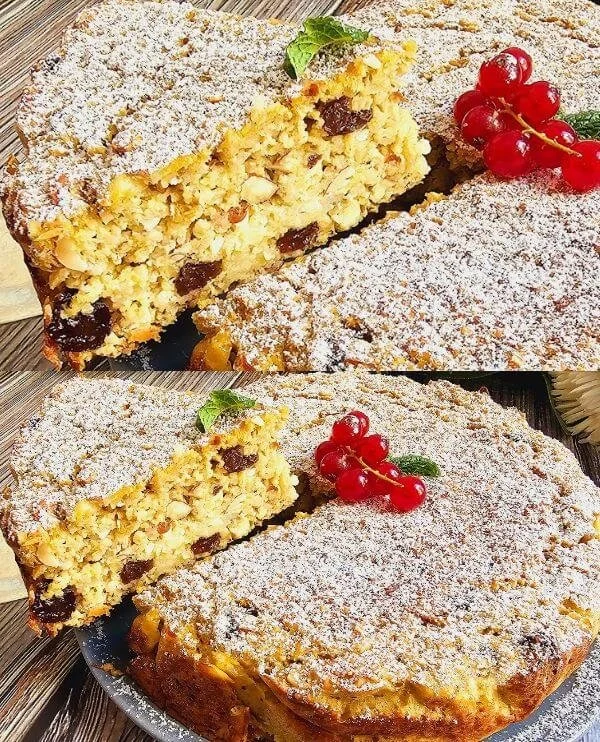 Jablkový ovsený koláč s náplňou z čerstvých jabĺk a ovsenej múky