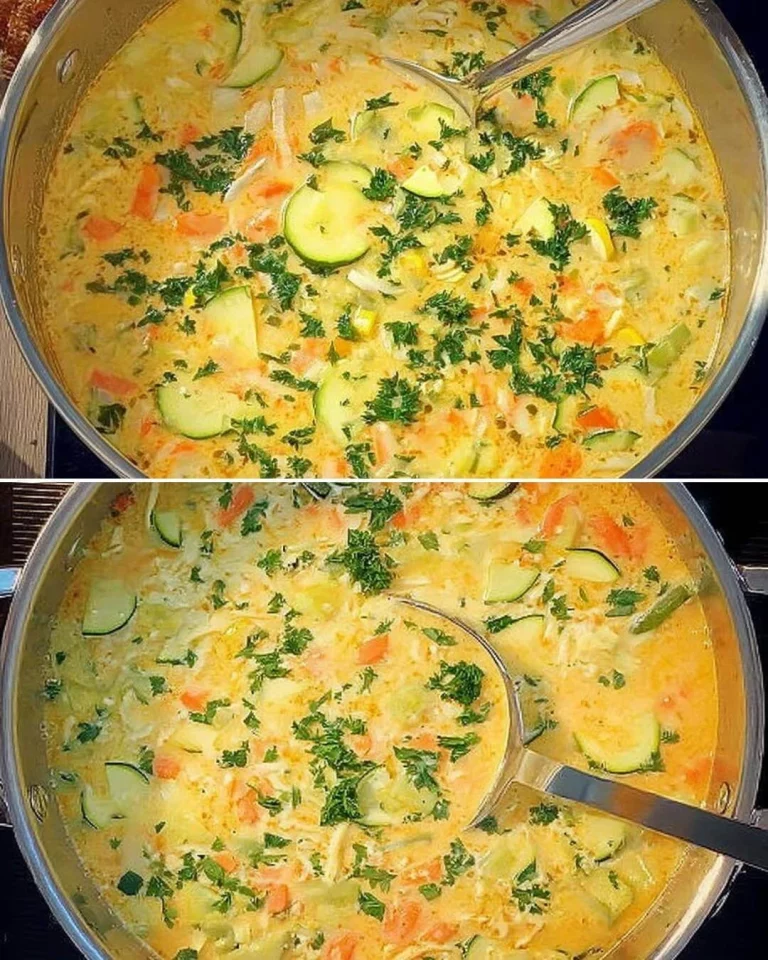 Krémová cuketová polievka v miske, zeleninový recept