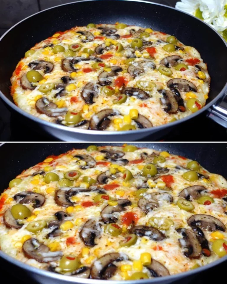 Tekutá pizza pripravená na sporáku s čerstvými ingredienciami.