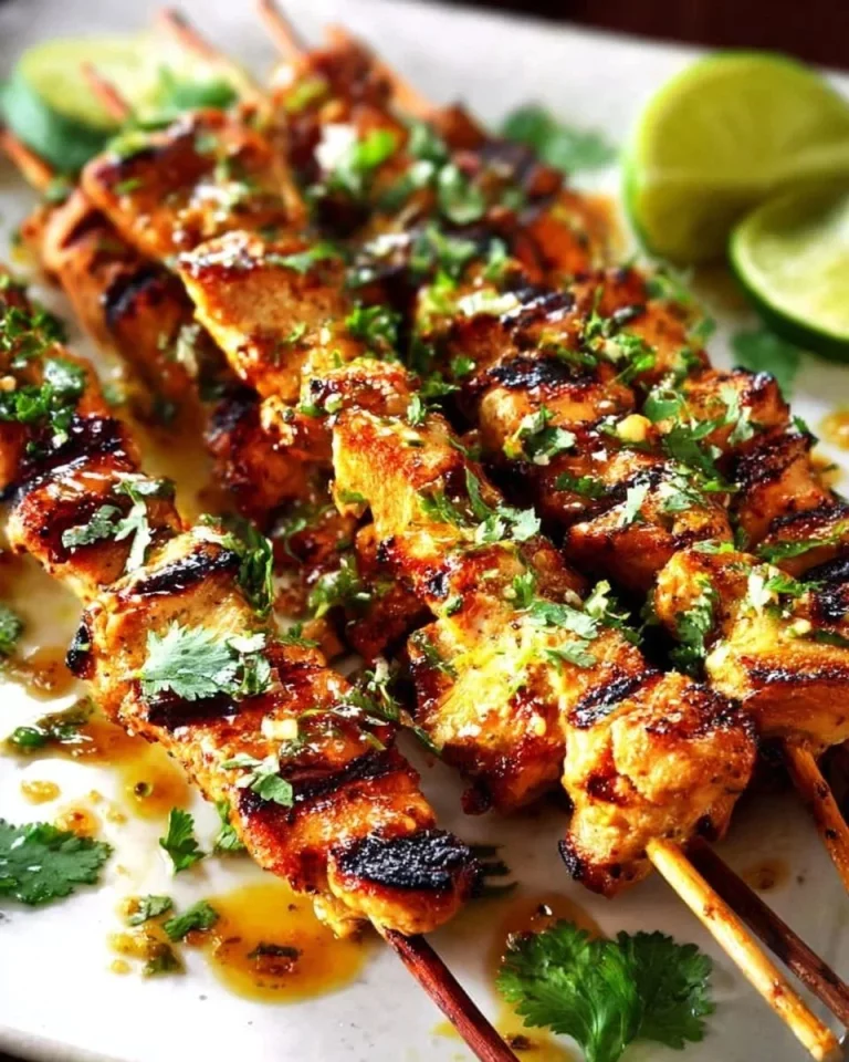 Thajské satay kurča podávané s arašidovou omáčkou