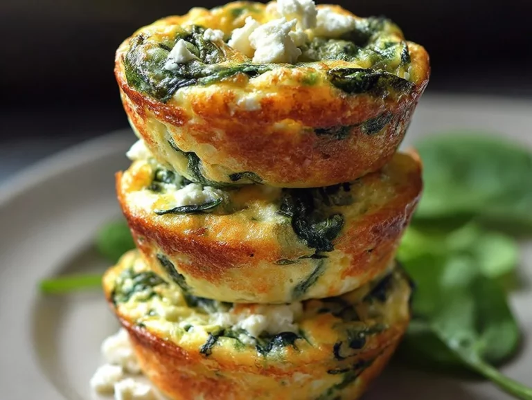 Vajcové muffiny so špenátom a fetou na tanieri