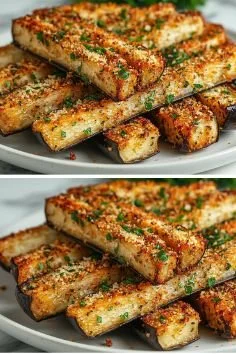 Chrumkavé baklažánové tyčky pripravené na zdravú desiatu