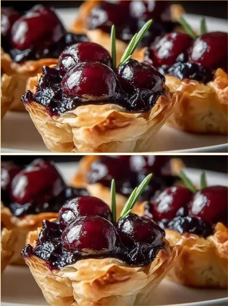 Cranberry Brie Filo poháre na elegantnej servírovacej tácke