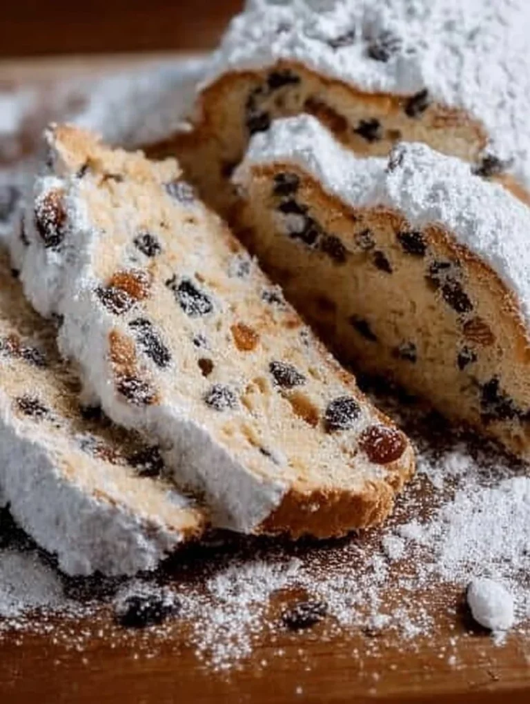Domáci kysnutý koláč Stollen s ovocím a orechmi na tanieri