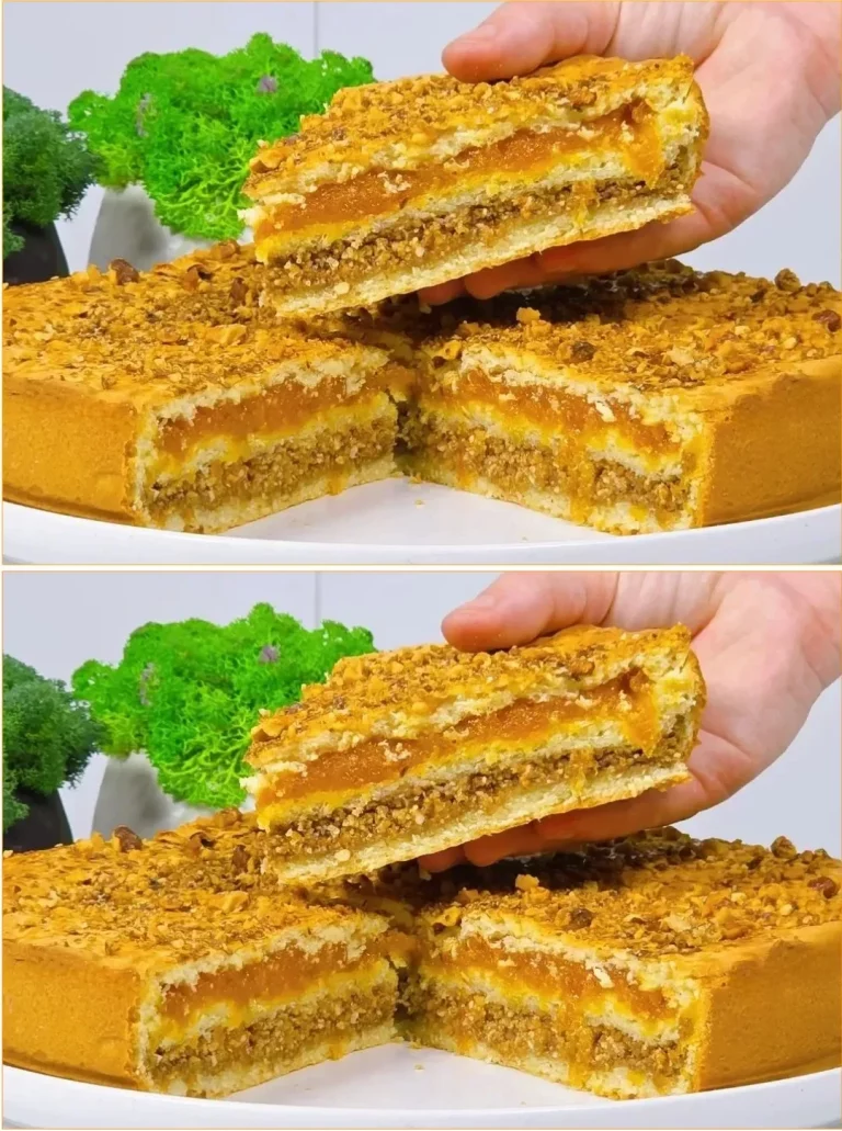 Koláč so sušenými marhuľami a orechmi na tanieri