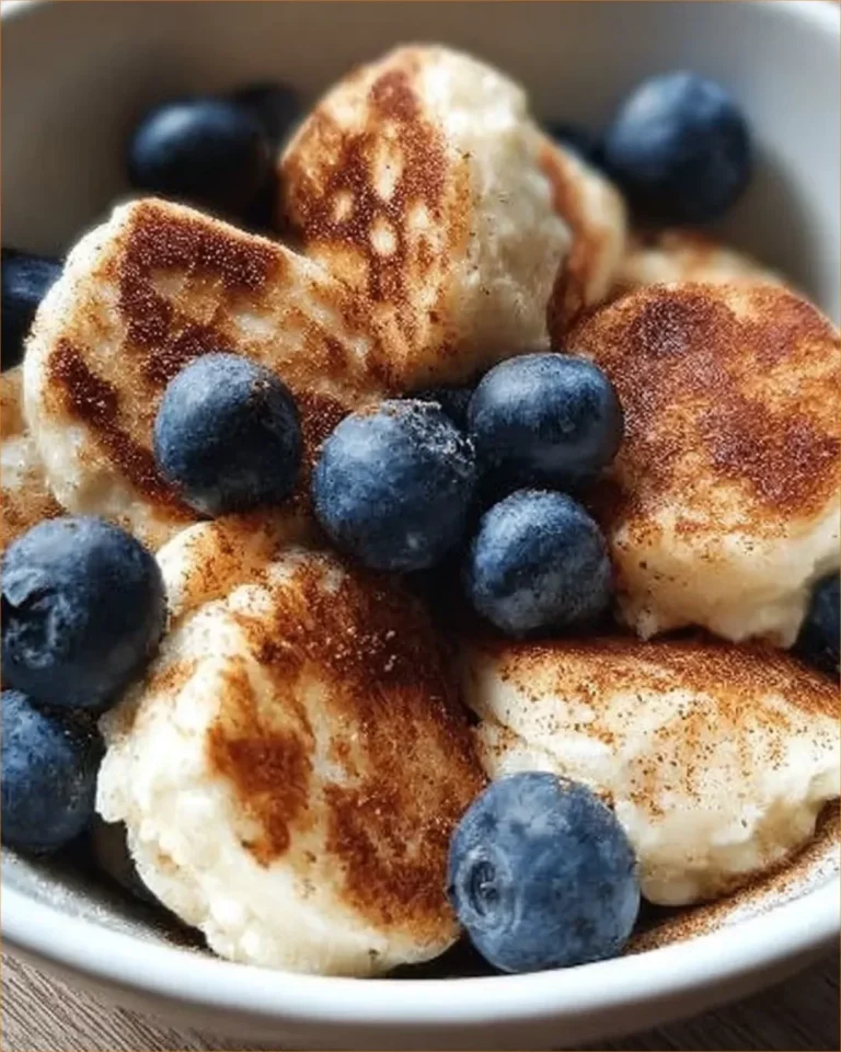 Chutné pancake bites s čučoriedkami a škoricou na tanieri