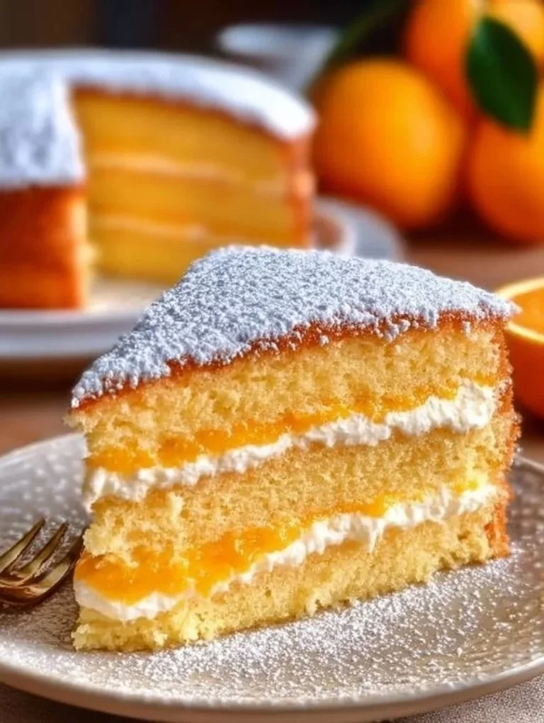 Pastel Naliaty s Pomerančom, chutný dezert s ovocnou príchuťou pomaranča.