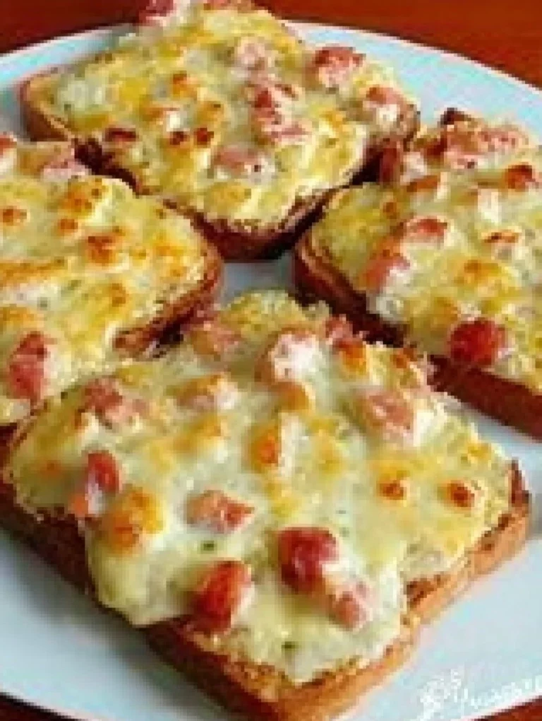 Pečený toast s mozzarellou a šunkou na tanieri