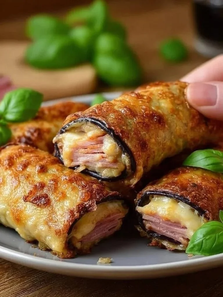 Rolky z baklažánu so šunkou a syrom | Zdravý recept na baklažánové rolky