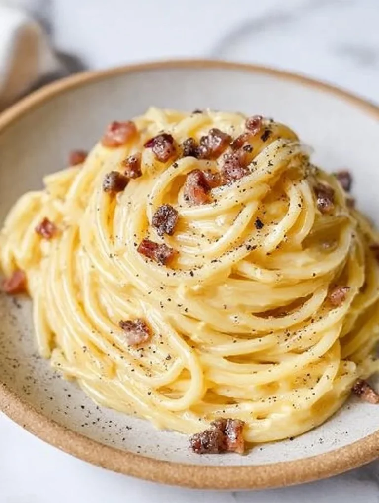 Špagety alla carbonara s lahodnou omáčkou a posypané syrom