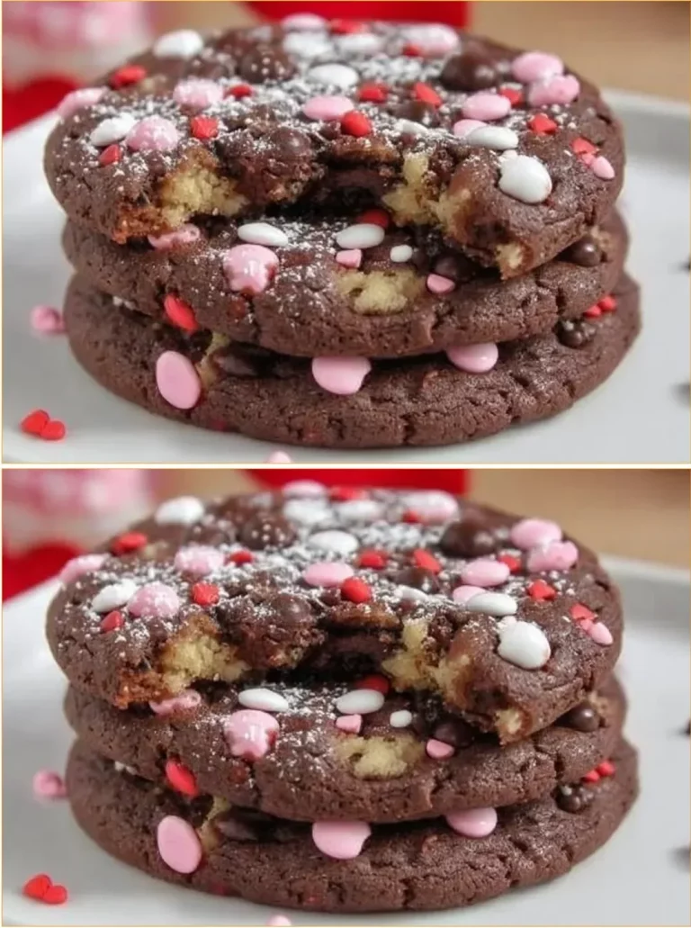 Valentínske čokoládové M&M cookies s farebnými čokoládkami na tanieri