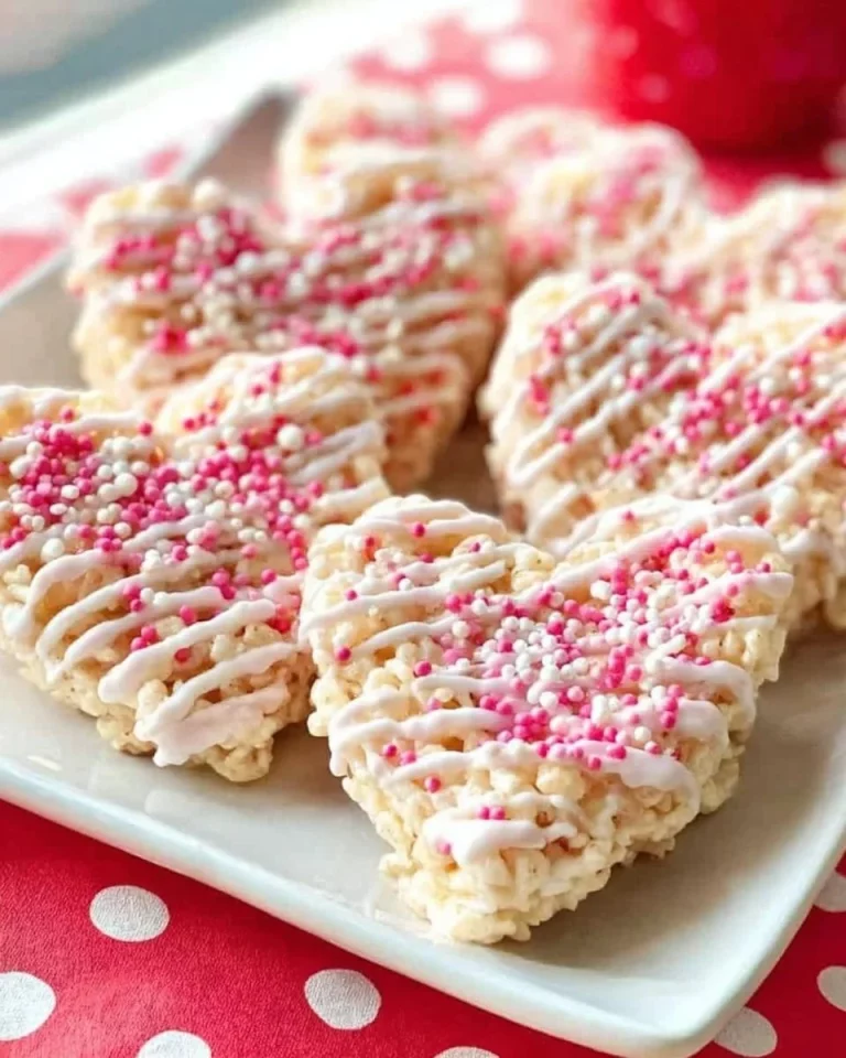 Zamilovaný Valentínsky srdcový Rice Krispie dezert s červenou polevou
