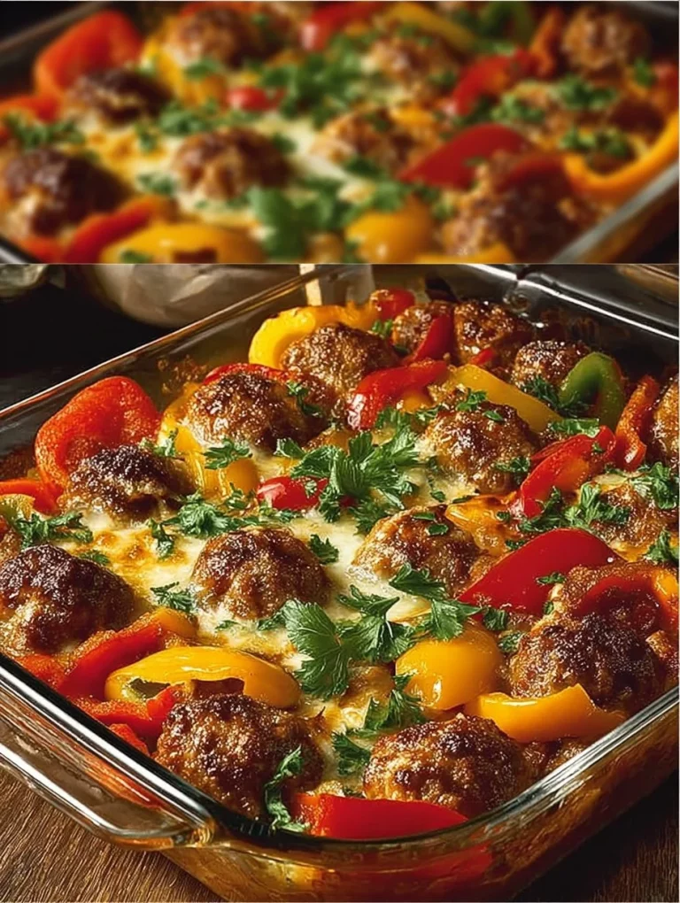 Casserole s italskou klobásou a paprikami na talíři