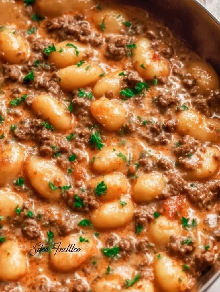 Gnocchi s mletým hovädzím mäsom v krémovej paradajkovej omáčke