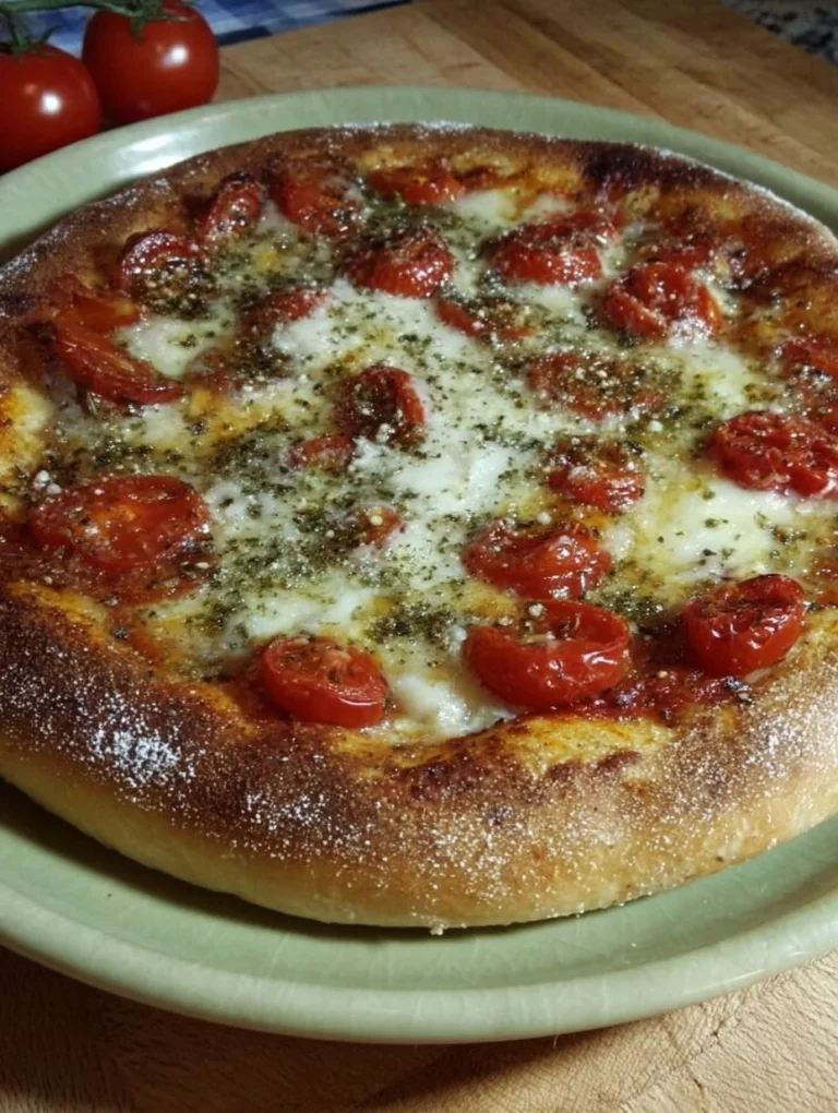Chutná pizza na kvásku so zelenej bazalky a cherry paradajkami
