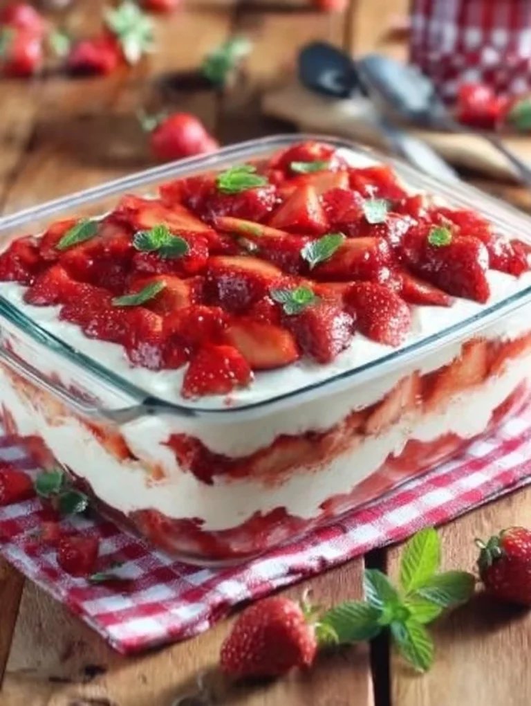 Tiramisu so jahodami na tanieri