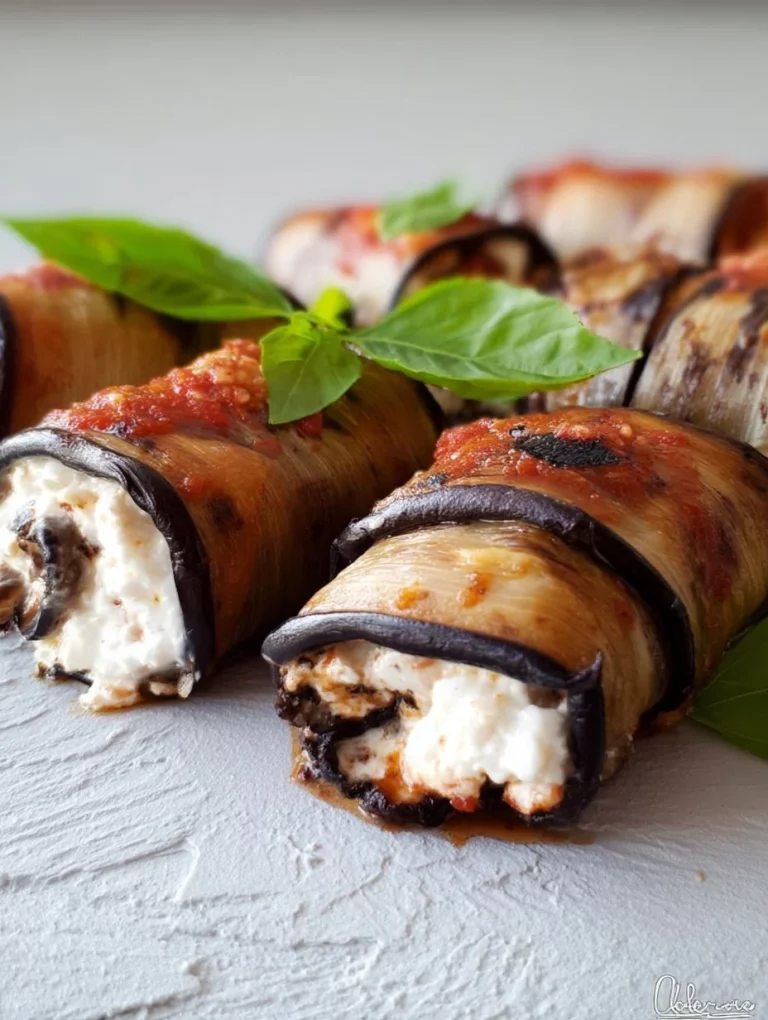 Zapečené baklažány plnené ricottou na tanieri