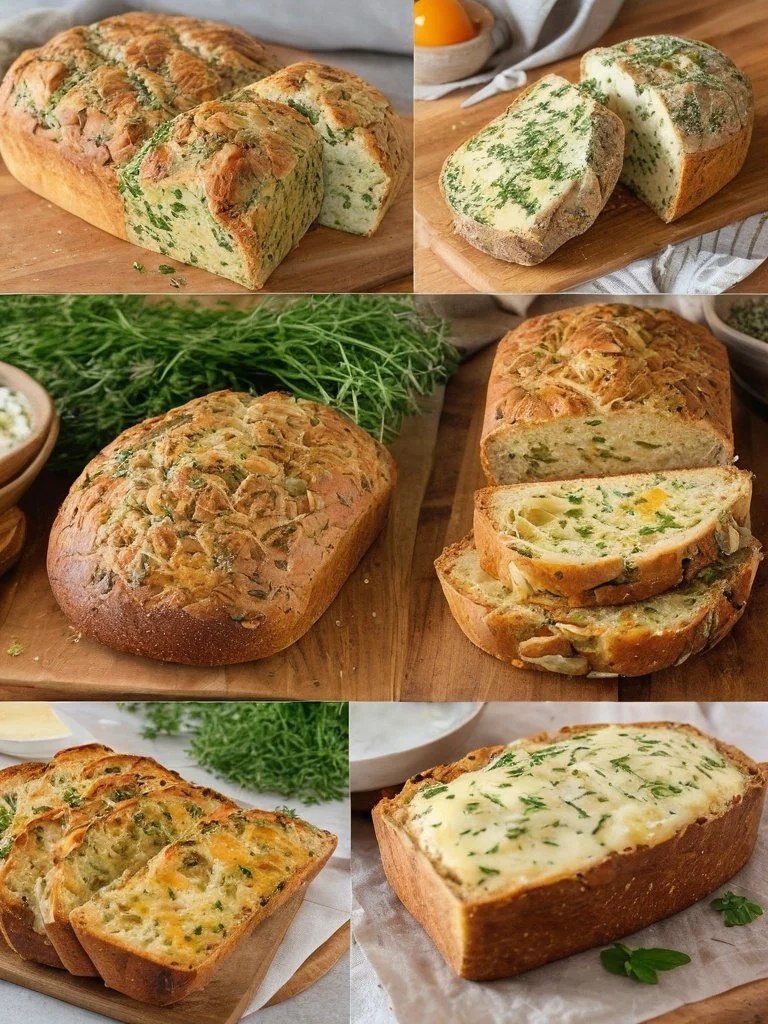 Jednoduché slané chlebov s bylinkami, syrom, cesnakom a semienkami na večeru