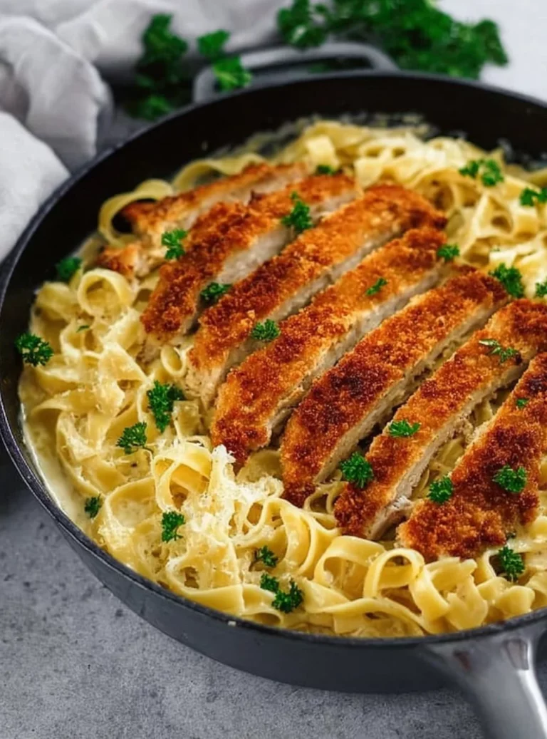Křupavé kuracie fettuccine Alfredo s krémovou omáčkou a bylinkami