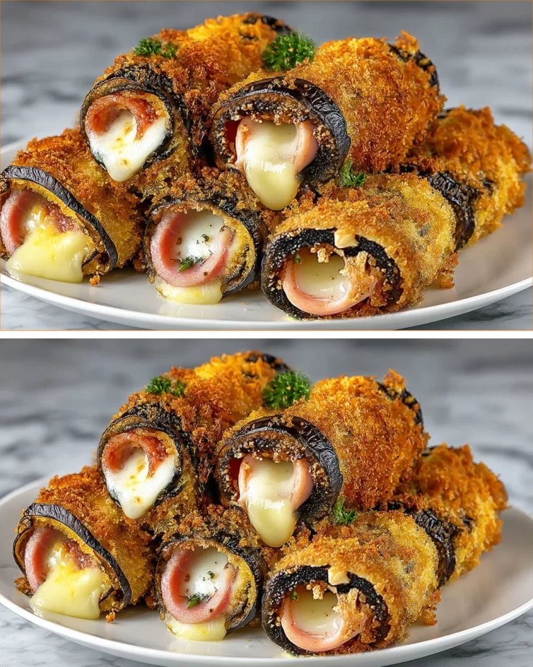 Pečené rolky z baklažánu servírované na tanieri