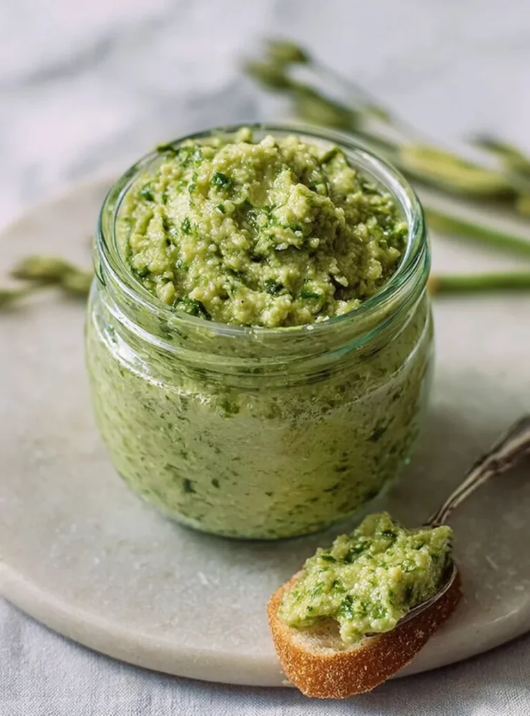 Pesto z stoniek artičokov s čerstvými prísadami a bylinkami.