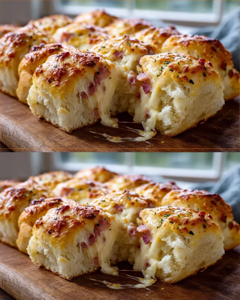 Syrové cesnakové chlebíky plnené hamom a mozzarellou na tanieri