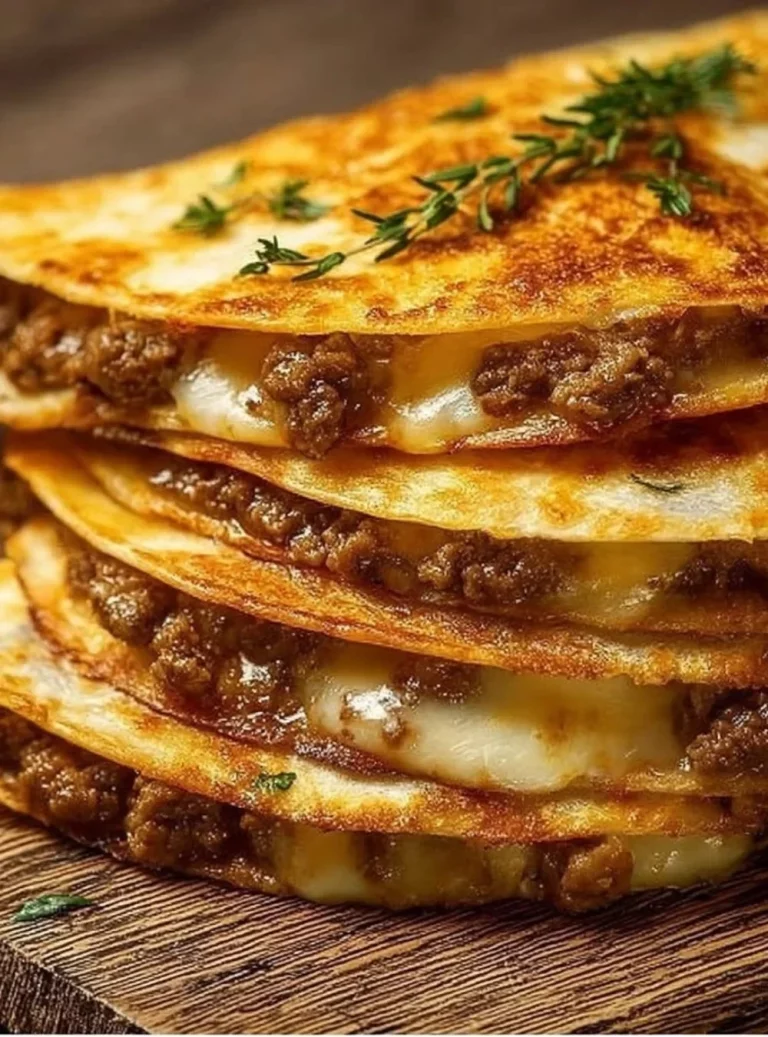 Tortilla s mletým mäsom na tanieri, pripravená na podávanie