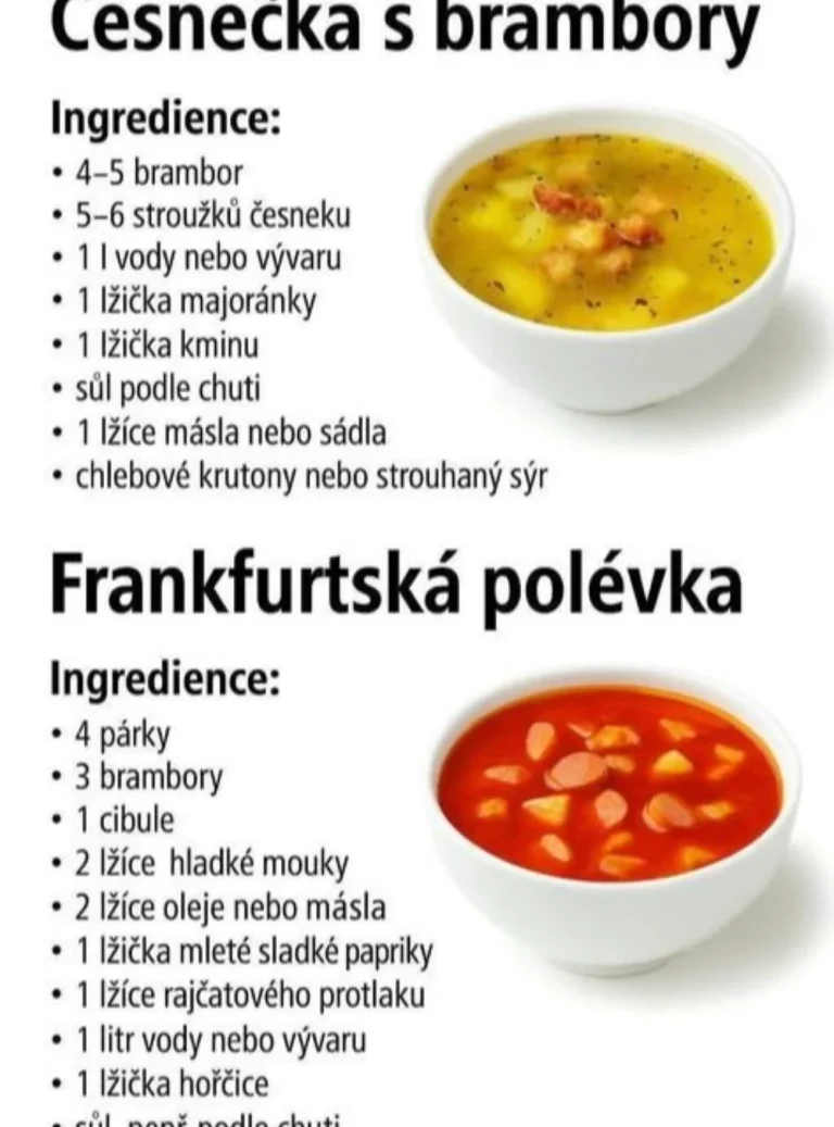 Miska cesnakovej polievky s zemiakmi a čerstvými bylinkami