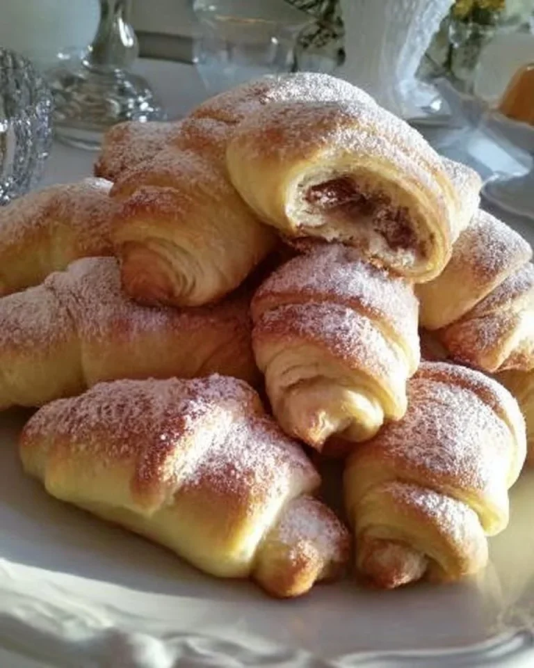 Crescendové orechové koláčiky s práškovým cukrom a orechovou náplňou