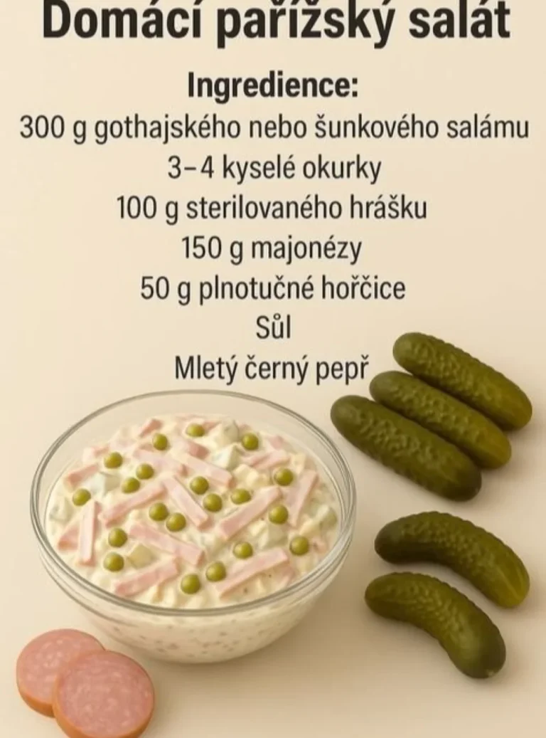 Recept na domáci parížsky šalát s čerstvými ingredienciami.
