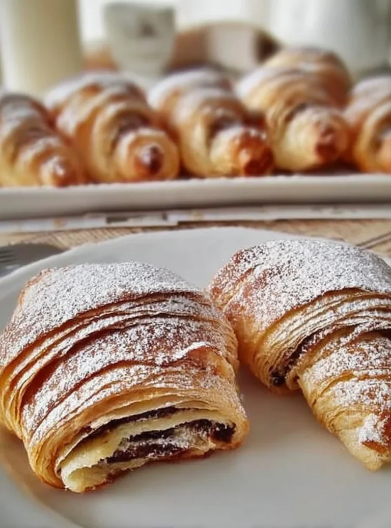 Lahodné croissanty s čokoládou na tanieri