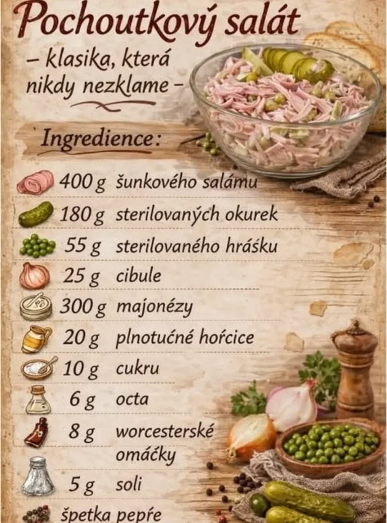 Šalát z klasickej šunky s čerstvou zeleninou a dresingom