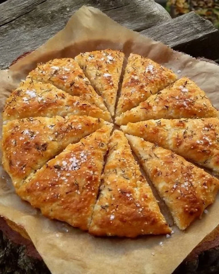 Slané bylinkové scones so soľou na tanieri
