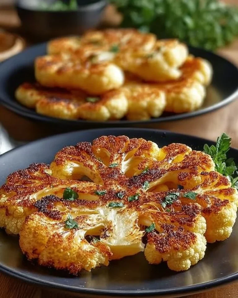 Smažené karfiolové steaky pripravené s korením a bylinkami