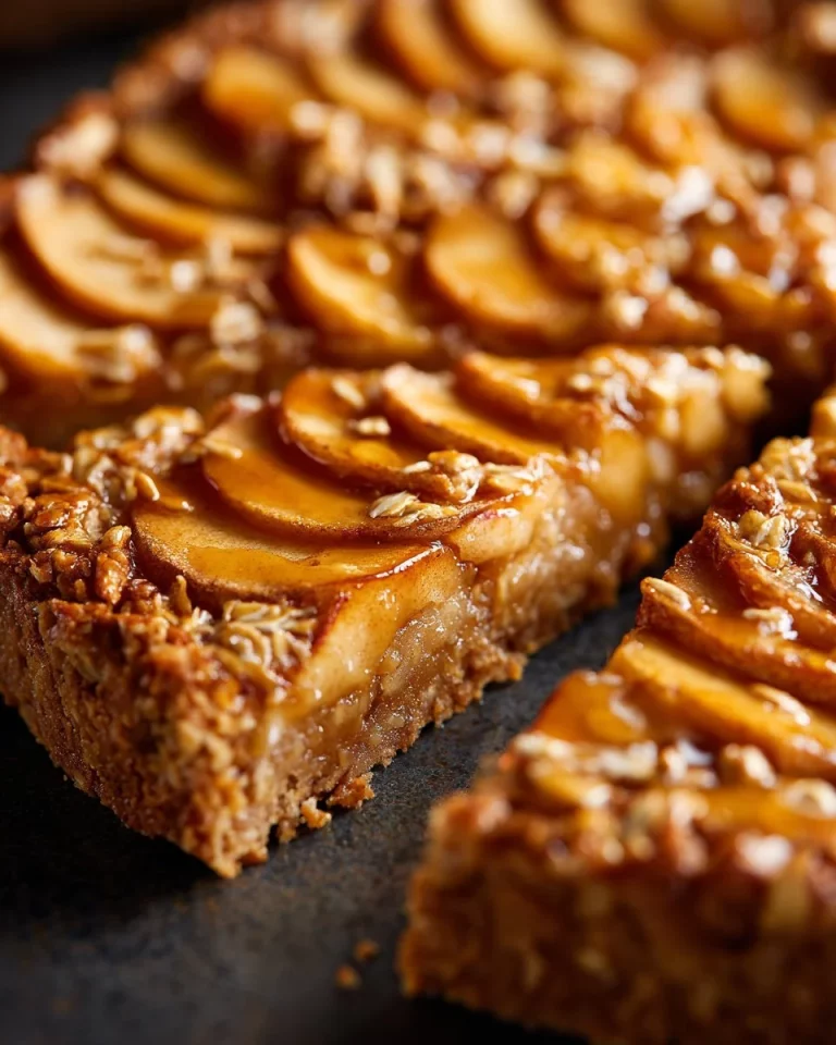 Teplý jablkový javorový ovsený dezert s crunchy ovsenou vrstvou
