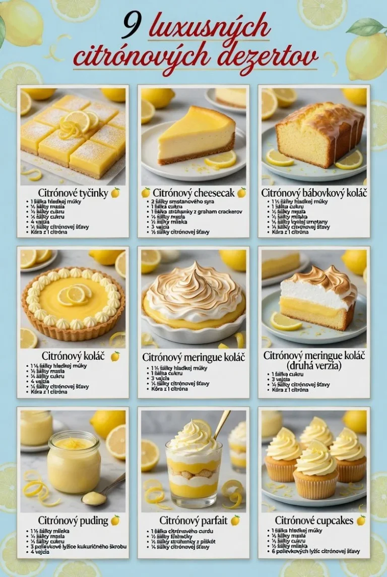 Dezerty z citrónu: koláče, cheesecake a krémové dobroty