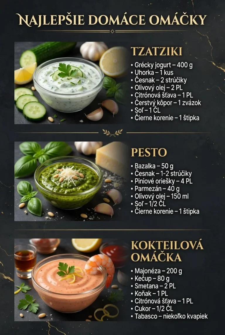 Jednoduché a chutné dipy: recepty na tzatziki, pesto a koktailovú omáčku