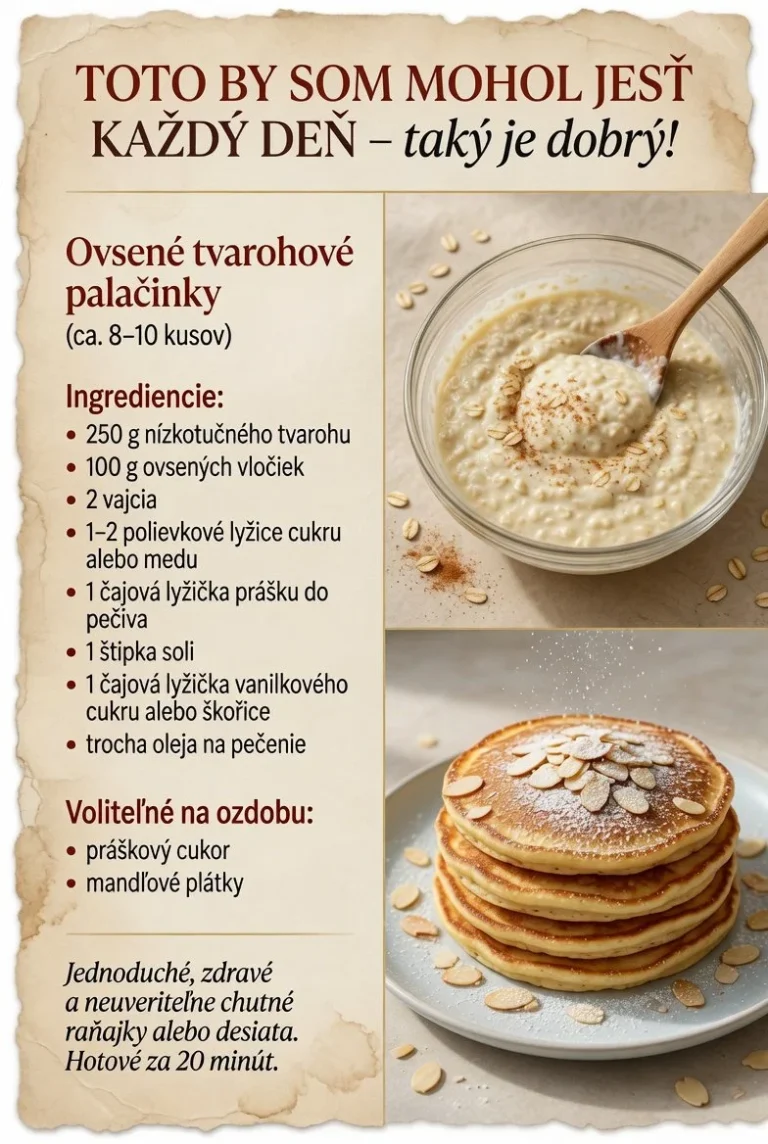 Jednoduché ovsené palacinky s tvarohom na tanieri