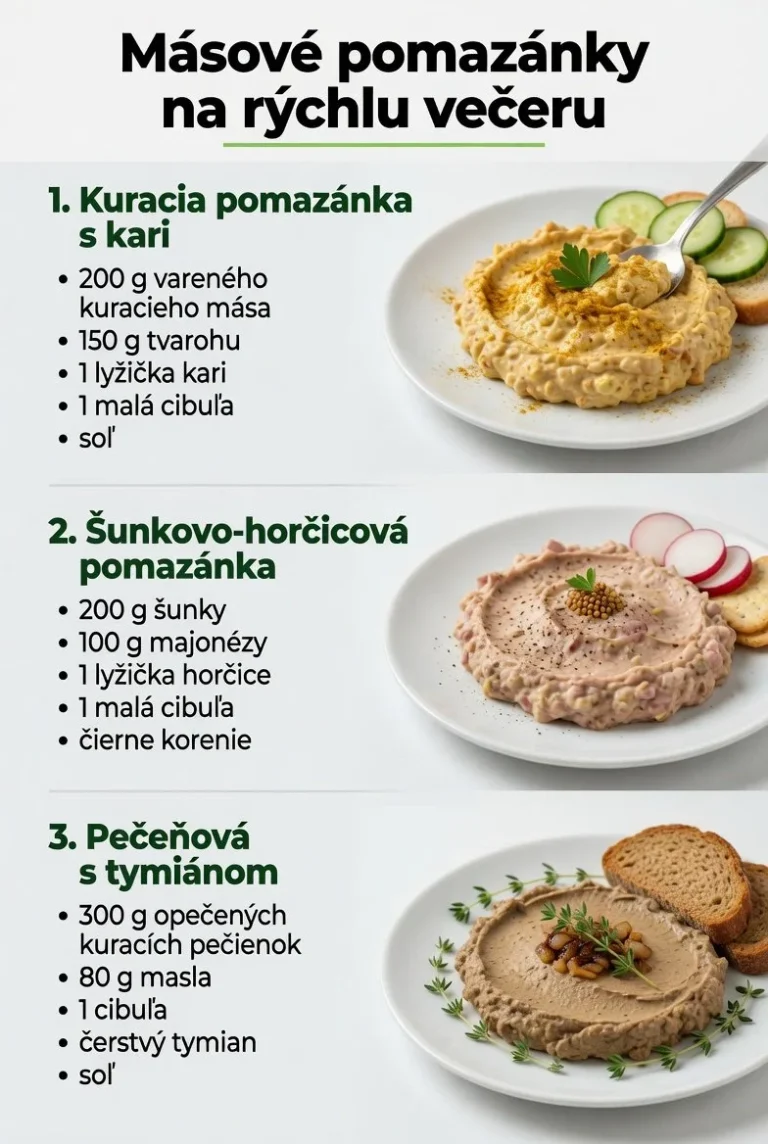 Mäsové pomazánky na rýchlu večeru s rôznymi prísadami a podávaním
