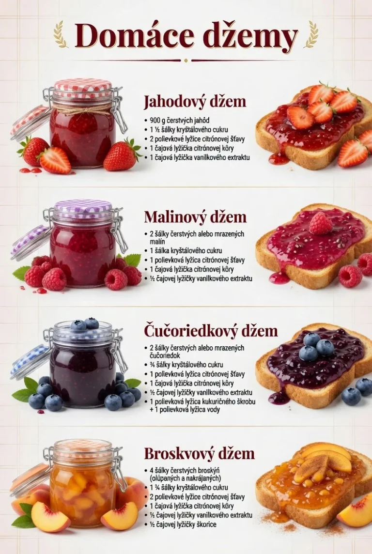 Domáci džem z čerstvého ovocia niekoľkých chutí.