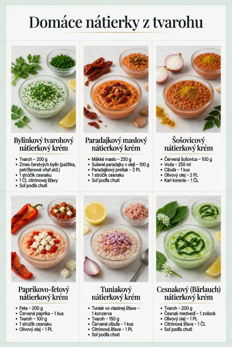 Rôzne chutné nátierky na chlebe s ingredienciami.