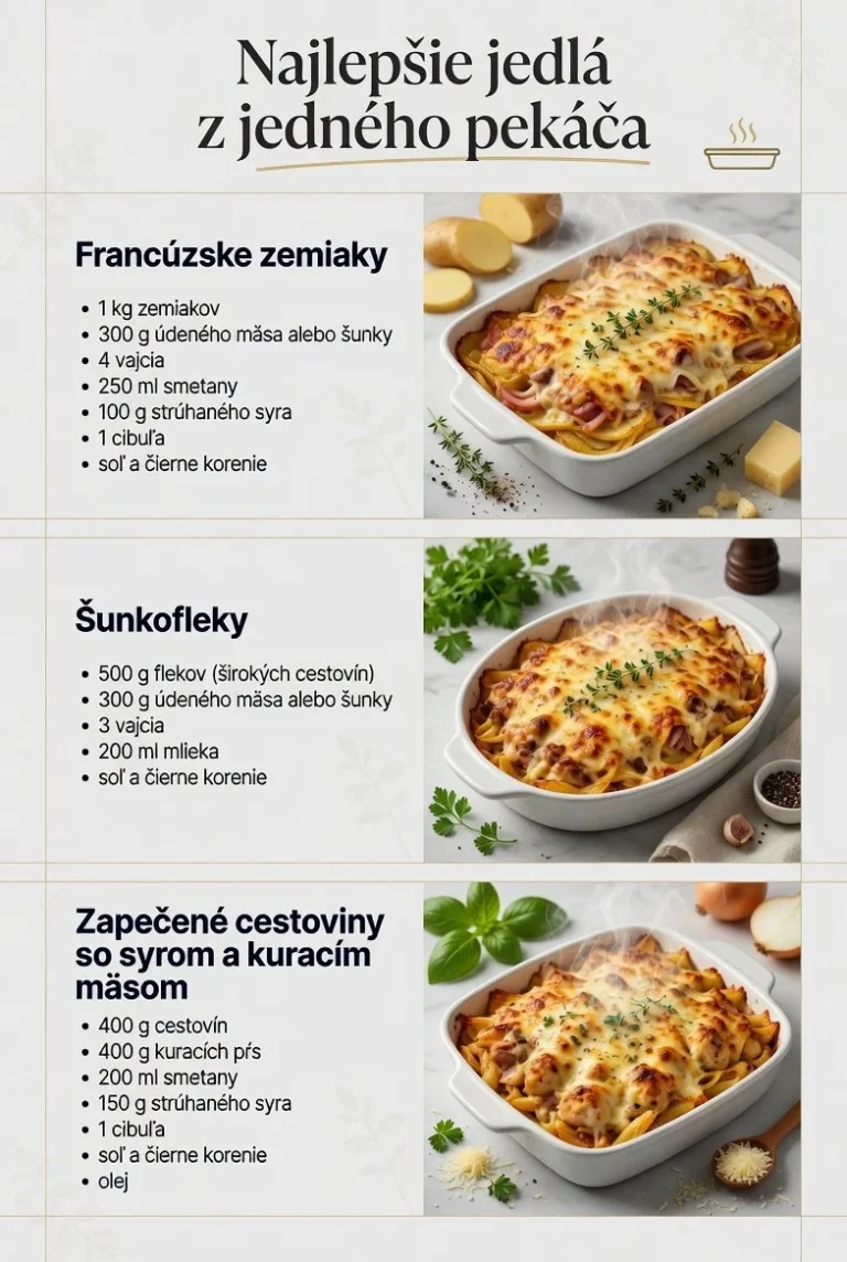 Rýchle a chutné rodinné jedlá - francúzske zemiaky, šunkofleky a zapečené cestoviny