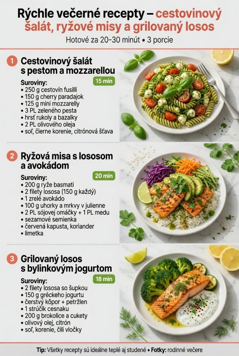 Rýchle večerné recepty na chutné a jednoduché večere