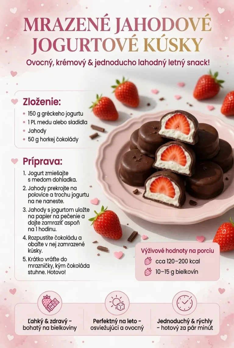 Mrazené jogurtové kocky so jahodami ako zdravá pochúťka