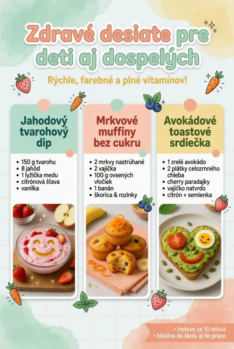 Zdravé desiate pre deti a dospelých, s ingredienciami bohatými na živiny.