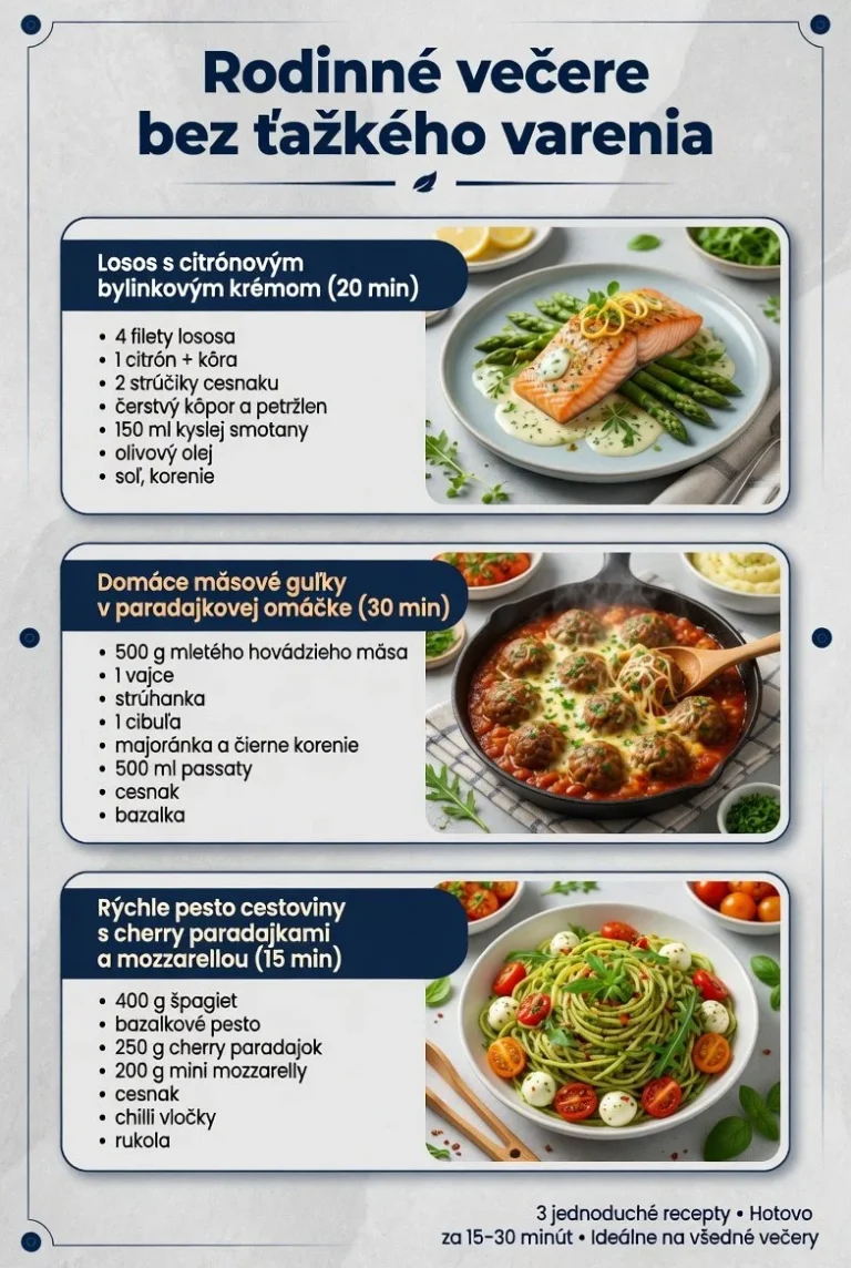 Rýchle a ľahké večere pre rodinu na stole s čerstvými ingredienciami.