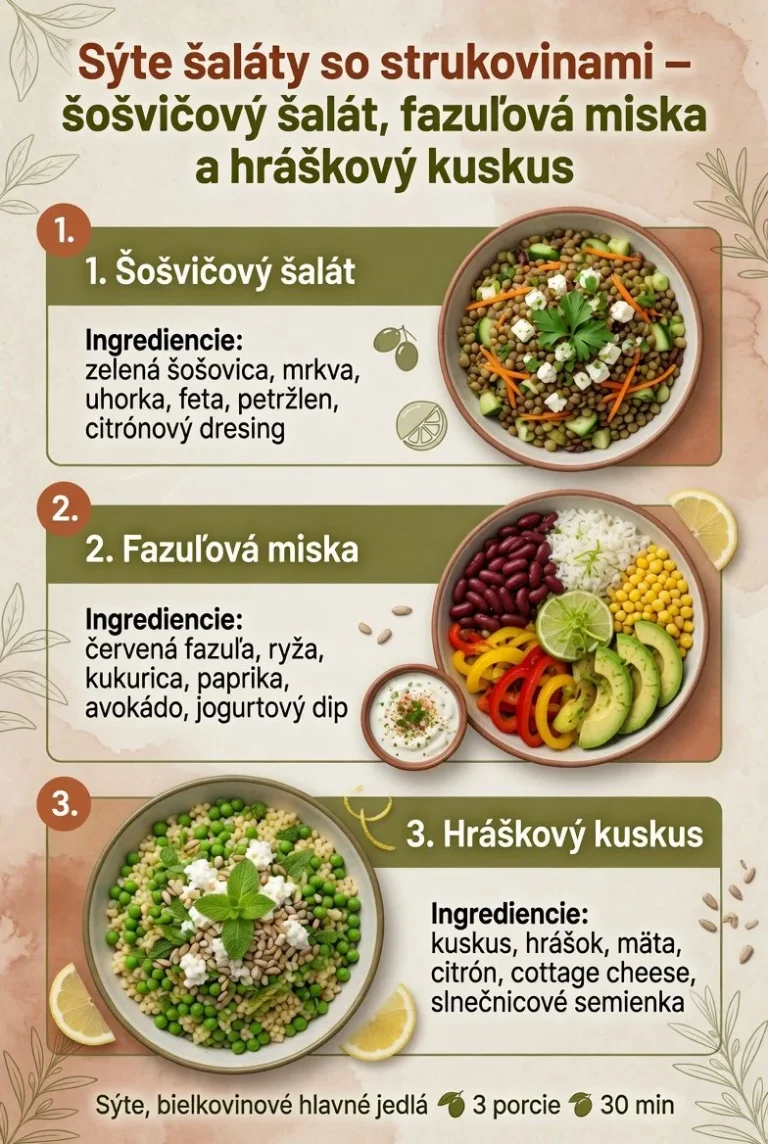 Rýchly a sýty šalát zo strukovín s farebnou zeleninou a zálievkou.