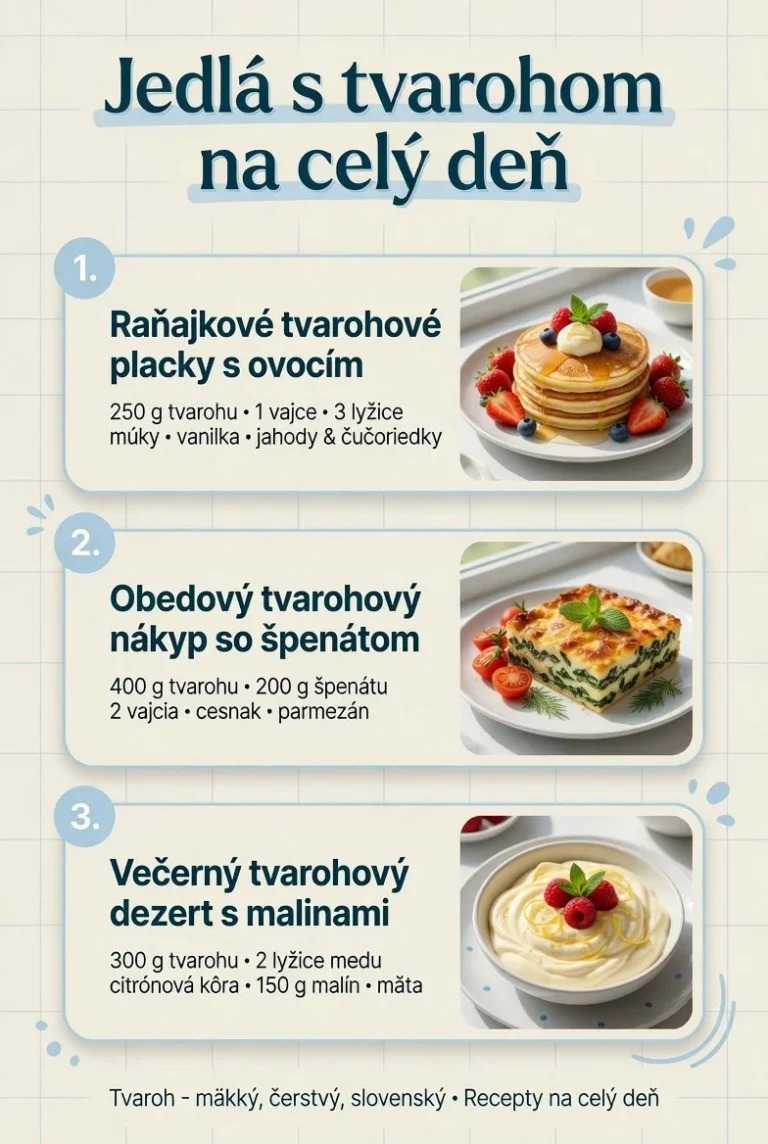 Zdravé jedlá s tvarohom na tanieri, ideálne pre celý deň